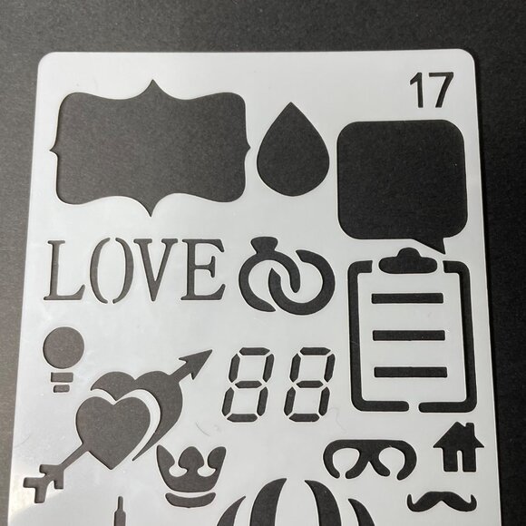 Reusable Art Planner Stencil Speech Bubbles Tear Drop mq Arrows Checklist Hearts - Picture 2 of 3